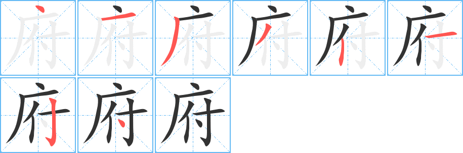 府的筆順筆畫(huà)